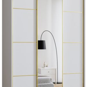 Szafa przesuwna z lustrem 150 cm GOLD NEW MAX wysoka szafa do sypialni 671446 Szafa przesuwna z lustrem 150 cm GOLD NEW MAX wysoka szafa do sypialni 671446