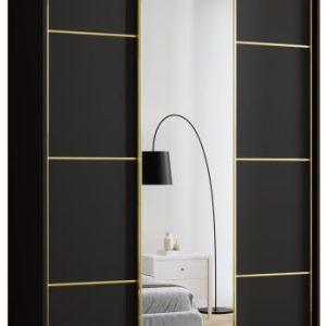 Szafa przesuwna z lustrem 150 cm GOLD NEW MAX wysoka szafa do sypialni 671447 Szafa przesuwna z lustrem 150 cm GOLD NEW MAX wysoka szafa do sypialni 671447
