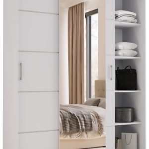 Szafa przesuwna z lustrem 150 cm HOT biała 701845 Szafa przesuwna z lustrem 150 cm HOT biała 701845