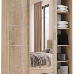 Szafa przesuwna z lustrem 150 cm HOT dąb sonoma 701835 Szafa przesuwna z lustrem 150 cm HOT dąb sonoma 701835
