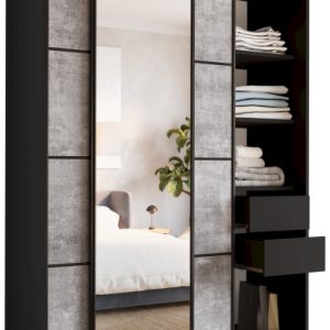 Szafa przesuwna z lustrem 150 cm LOFT Beton mat 527158 Szafa przesuwna z lustrem 150 cm LOFT Beton mat 527158