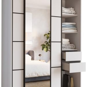 Szafa przesuwna z lustrem 150 cm LOFT biała 527348 Szafa przesuwna z lustrem 150 cm LOFT biała 527348