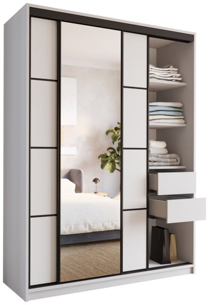Szafa przesuwna z lustrem 150 cm LOFT biała 527348