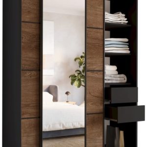 Szafa przesuwna z lustrem 150 cm LOFT lefkas półki 527335 Szafa przesuwna z lustrem 150 cm LOFT lefkas półki 527335