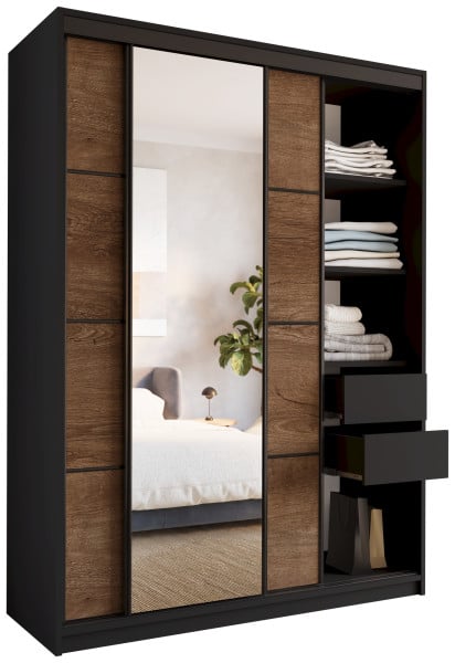 Szafa przesuwna z lustrem 150 cm LOFT lefkas półki 527335