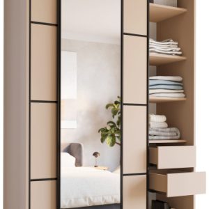 Szafa przesuwna z lustrem 150 cm LOFT MAX z półkami 527167 Szafa przesuwna z lustrem 150 cm LOFT MAX z półkami 527167