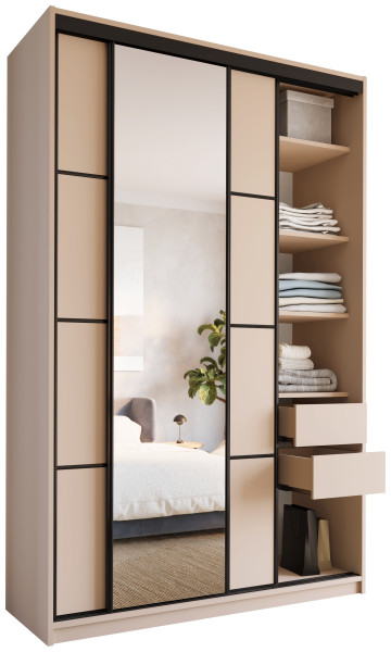 Szafa przesuwna z lustrem 150 cm LOFT MAX z półkami 527167