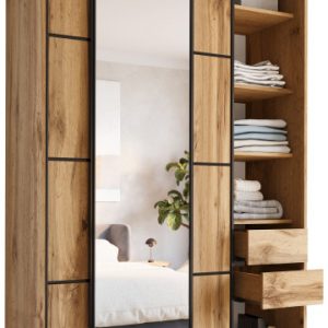Szafa przesuwna z lustrem 150 cm LOFT MAX z szufladami 530833 Szafa przesuwna z lustrem 150 cm LOFT MAX z szufladami 530833