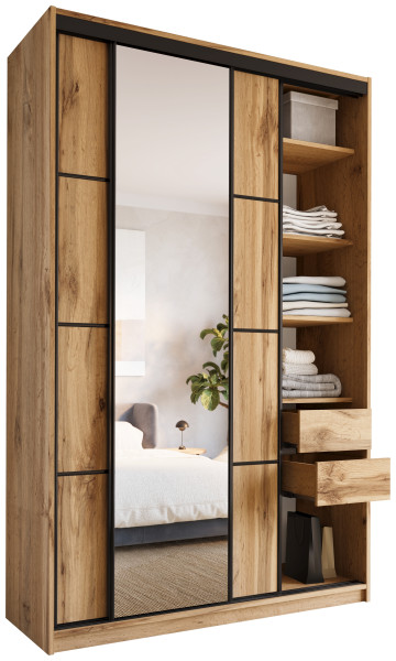 Szafa przesuwna z lustrem 150 cm LOFT MAX z szufladami 530833