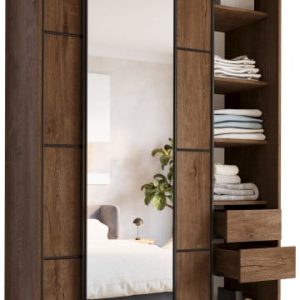 Szafa przesuwna z lustrem 150 cm LOFT MAX z szufladami 530843 Szafa przesuwna z lustrem 150 cm LOFT MAX z szufladami 530843