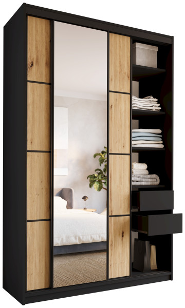 Szafa przesuwna z lustrem 150 cm LOFT MAX z szufladami 530848