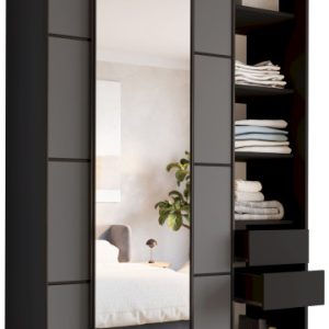Szafa przesuwna z lustrem 150 cm LOFT MAX z szufladami 527149 Szafa przesuwna z lustrem 150 cm LOFT MAX z szufladami 527149