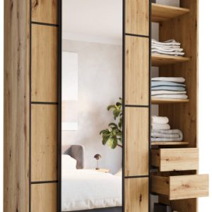 Szafa przesuwna z lustrem 150 cm LOFT MAX z szufladami 530850 Szafa przesuwna z lustrem 150 cm LOFT MAX z szufladami 530850