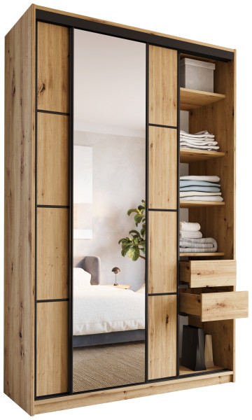 Szafa przesuwna z lustrem 150 cm LOFT MAX z szufladami 530850