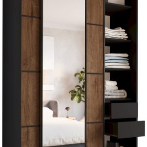 Szafa przesuwna z lustrem 150 cm LOFT MAX z szufladami 531832 Szafa przesuwna z lustrem 150 cm LOFT MAX z szufladami 531832