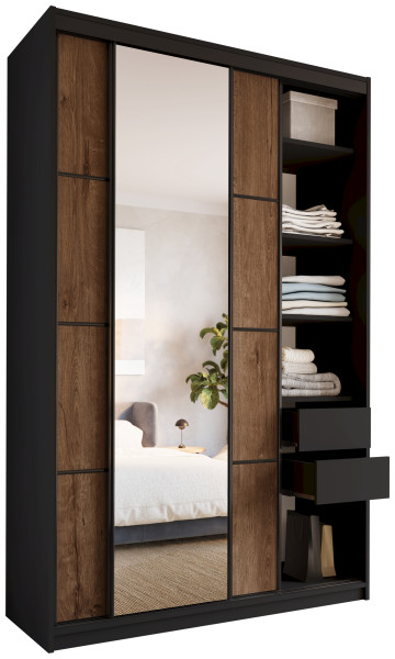 Szafa przesuwna z lustrem 150 cm LOFT MAX z szufladami 531832