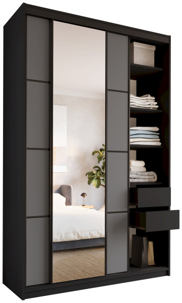 Szafa przesuwna z lustrem 150 cm LOFT MAX z szufladami 527149