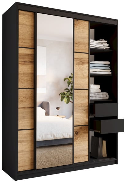 Szafa przesuwna z lustrem 150 cm LOFT wotan drążki 527199