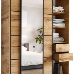 Szafa przesuwna z lustrem 150 cm LOFT wotan 527323 Szafa przesuwna z lustrem 150 cm LOFT wotan 527323