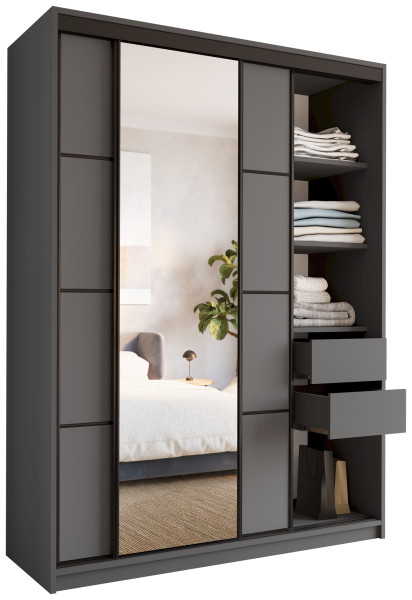Szafa przesuwna z lustrem 150 cm LOFT z półkami 530856