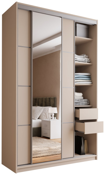 Szafa przesuwna z lustrem 150 cm TOP MAX beż piaskowy 245597