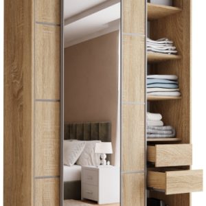 Szafa przesuwna z lustrem 150 cm TOP MAX dąb sonoma 245614 Szafa przesuwna z lustrem 150 cm TOP MAX dąb sonoma 245614