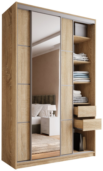 Szafa przesuwna z lustrem 150 cm TOP MAX dąb sonoma 245614