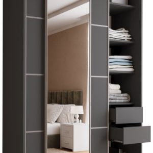 Szafa przesuwna z lustrem 150 cm TOP MAX grafit 245602 Szafa przesuwna z lustrem 150 cm TOP MAX grafit 245602