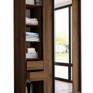 Szafa przesuwna z lustrem 150 LOFT MAX orzech 972326