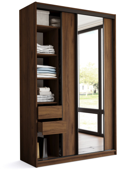 Szafa przesuwna z lustrem 150 LOFT MAX orzech 972326