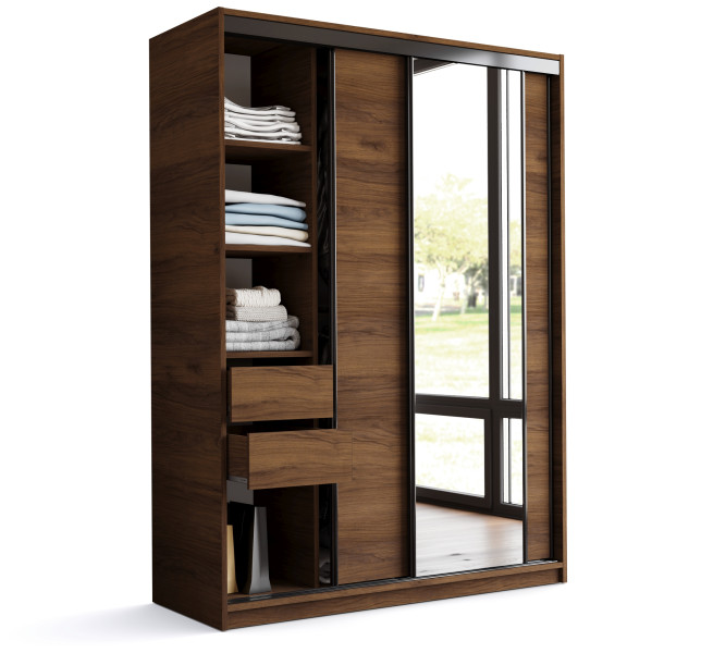Szafa przesuwna z lustrem 150 LOFT orzech 972322