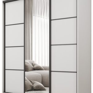 Szafa przesuwna z lustrem 160 cm BEST Biały 224904