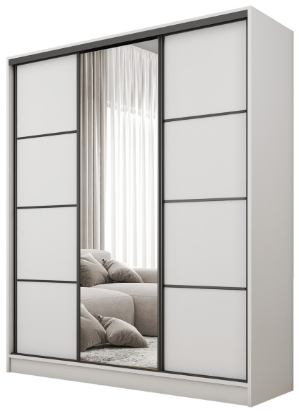 Szafa przesuwna z lustrem 160 cm BEST Biały 224904