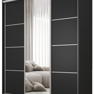 Szafa przesuwna z lustrem 160 cm BEST Czarny 224939
