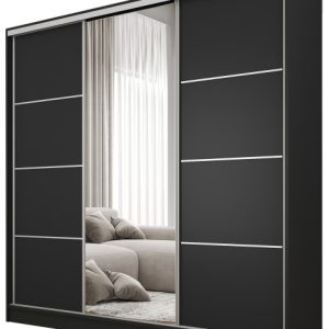 Szafa przesuwna z lustrem 180 cm BEST Czarny 224913