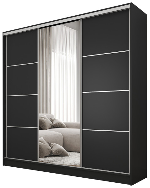 Szafa przesuwna z lustrem 180 cm BEST Czarny 224913