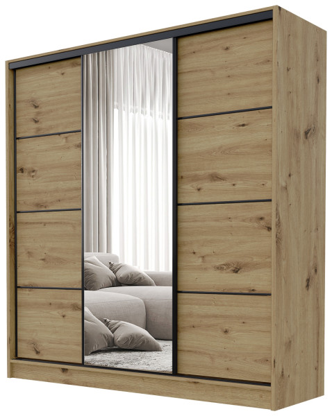 Szafa przesuwna z lustrem 180 cm BEST dąb artisan 702045