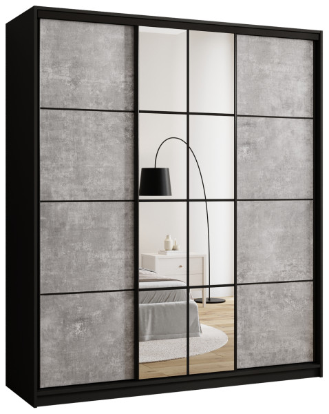 Szafa przesuwna z lustrem 180 cm EDGE beton 671468
