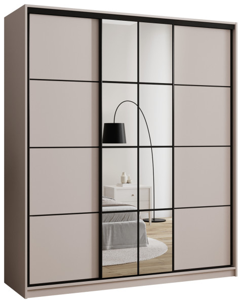 Szafa przesuwna z lustrem 180 cm EDGE beżowa 671366
