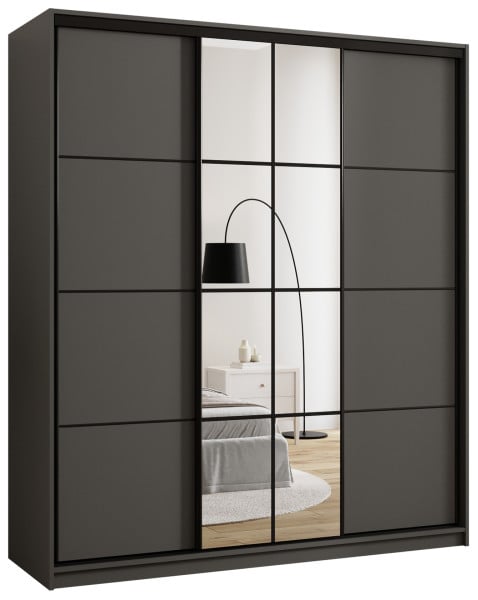 Szafa przesuwna z lustrem 180 cm EDGE grafit 671417