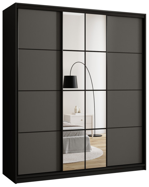 Szafa przesuwna z lustrem 180 cm EDGE grafit 671407