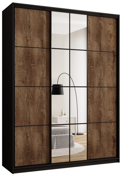 Szafa przesuwna z lustrem 180 cm EDGE MAX z drążkami 671357