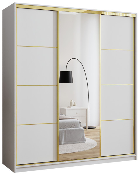 Szafa przesuwna z lustrem 180 cm GOLD NEW biały mat 248979