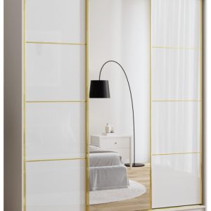Szafa przesuwna z lustrem 180 cm GOLD NEW biały połysk 248961