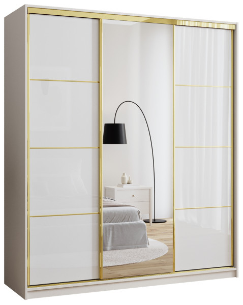 Szafa przesuwna z lustrem 180 cm GOLD NEW biały połysk 248961