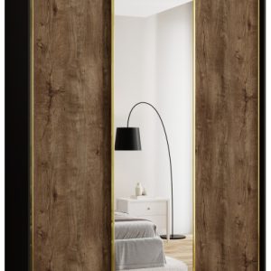 Szafa przesuwna z lustrem 180 cm GOLD NEW MAX wysoka szafa do sypialni 671363