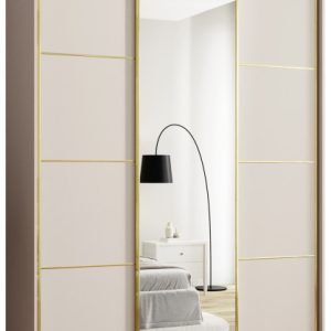 Szafa przesuwna z lustrem 180 cm GOLD NEW MAX wysoka szafa do sypialni 671496