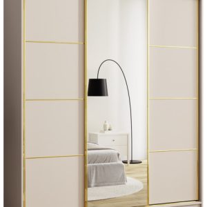 Szafa przesuwna z lustrem 180 cm GOLD NEW szafa przesuwna do sypialni beż 671350