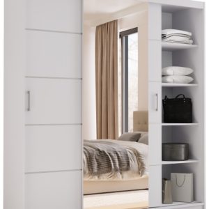 Szafa przesuwna z lustrem 180 cm HOT biała 701840