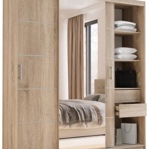 Szafa przesuwna z lustrem 180 cm HOT dąb sonoma 671759